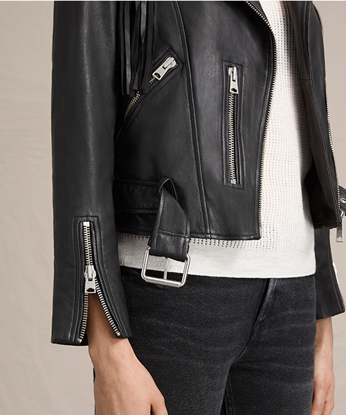 ALLSAINTS（オールセインツ）の「【本日セール終了】TASSEL BALFERN（ライダースジャケット・レディース・ブラック・6/4/8/2）」の6枚目の写真