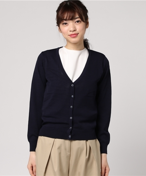 Honeys(ハニーズ)の「UVカットVネックカーディガン(カーディガン/ボレロ・レディース・オフホワイト/グレー/ネイビー/ライム/ブラック・L/M/LL)」の6枚目の写真