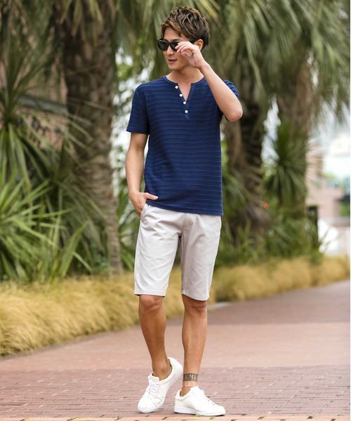 A.S.M（エーエスエム）の「タックジャガードヘンリーネックT（Tシャツ/カットソー・メンズ・グレー/ブルー/ブラック/カーキ/オフホワイト/ネイビー・48/50/52）」の22枚目の写真