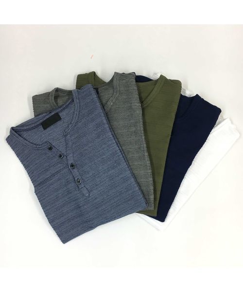 A.S.M（エーエスエム）の「タックジャガードヘンリーネックT（Tシャツ/カットソー・メンズ・グレー/ブルー/ブラック/カーキ/オフホワイト/ネイビー・48/50/52）」の17枚目の写真