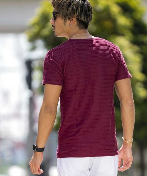 A.S.M（エーエスエム）の「タックジャガードヘンリーネックT（Tシャツ/カットソー・メンズ・グレー/ブルー/ブラック/カーキ/オフホワイト/ネイビー・48/50/52）」の18枚目の写真