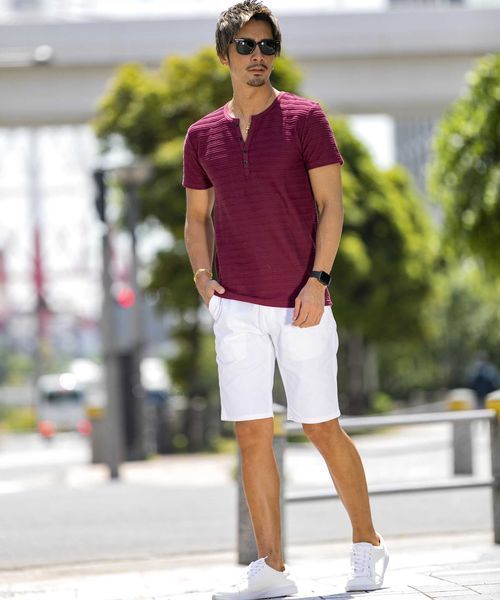 A.S.M（エーエスエム）の「タックジャガードヘンリーネックT（Tシャツ/カットソー・メンズ・グレー/ブルー/ブラック/カーキ/オフホワイト/ネイビー・48/50/52）」の20枚目の写真