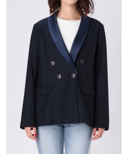 Ungrid(アングリッド)の「サテンカラーテーラードジャケット(テーラードジャケット・レディース・ネイビー・SMALL/MEDIUM)」の4枚目の写真