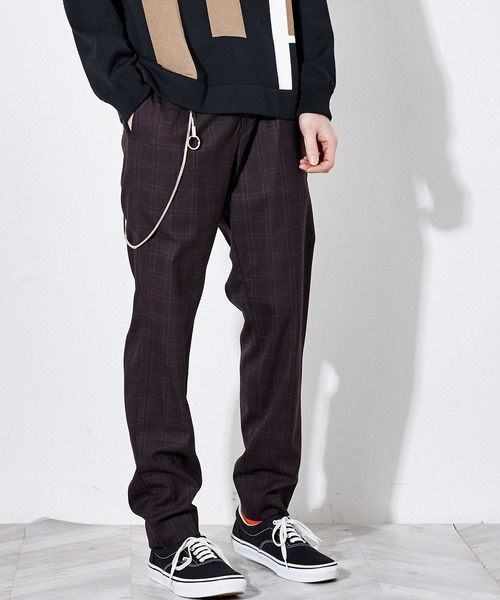 STUDIOUS(ステュディオス)の「T/Wチェックストレートパンツ(スラックス・メンズ・ブラック/ブラウン・1/2/3)」の1枚目の写真