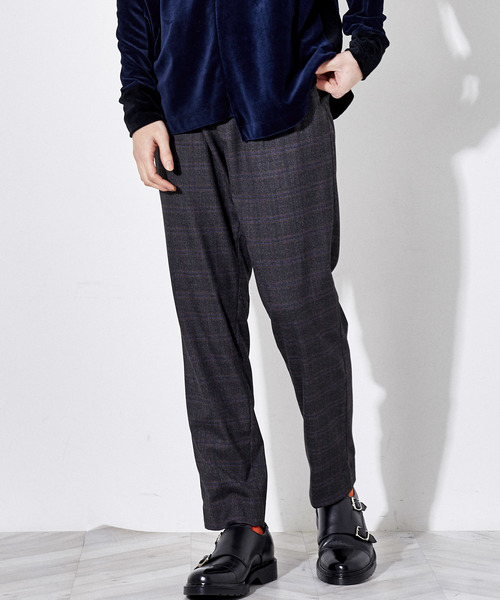 STUDIOUS(ステュディオス)の「T/Wチェックストレートパンツ(スラックス・メンズ・ブラック/ブラウン・1/2/3)」の2枚目の写真