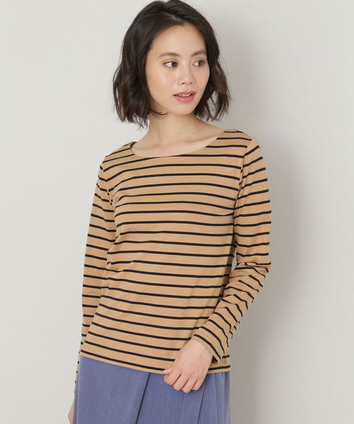NATURAL BEAUTY BASIC（ナチュラルビューティーベーシック）の「ベーシックボーダー７分袖（Tシャツ/カットソー・レディース・オフホワイト/ライトホワイト/ベージュ系その他・MEDIUM）」の3枚目の写真