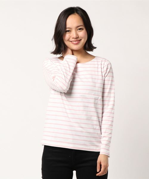 NATURAL BEAUTY BASIC（ナチュラルビューティーベーシック）の「ベーシックボーダー７分袖（Tシャツ/カットソー・レディース・オフホワイト/ライトホワイト/ベージュ系その他・MEDIUM）」の4枚目の写真