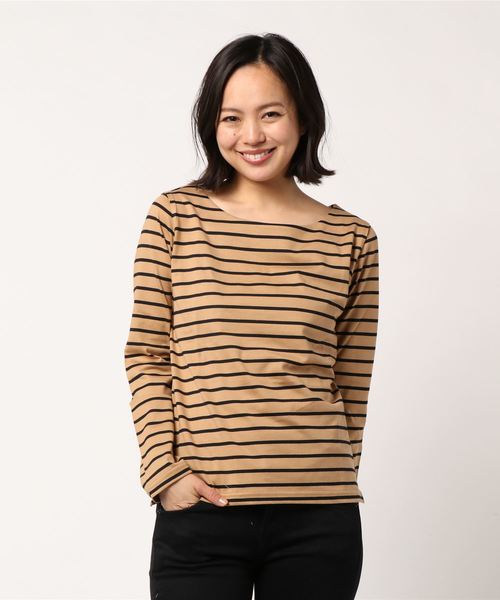 NATURAL BEAUTY BASIC（ナチュラルビューティーベーシック）の「ベーシックボーダー７分袖（Tシャツ/カットソー・レディース・オフホワイト/ライトホワイト/ベージュ系その他・MEDIUM）」の5枚目の写真