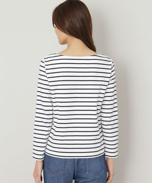 NATURAL BEAUTY BASIC（ナチュラルビューティーベーシック）の「ベーシックボーダー７分袖（Tシャツ/カットソー・レディース・オフホワイト/ライトホワイト/ベージュ系その他・MEDIUM）」の7枚目の写真