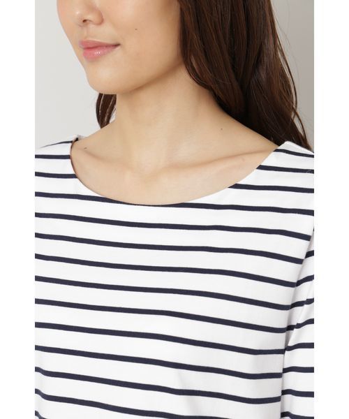NATURAL BEAUTY BASIC（ナチュラルビューティーベーシック）の「ベーシックボーダー７分袖（Tシャツ/カットソー・レディース・オフホワイト/ライトホワイト/ベージュ系その他・MEDIUM）」の8枚目の写真