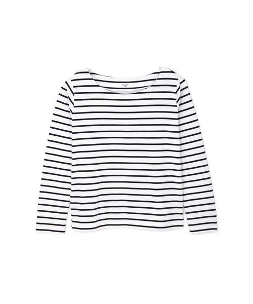 NATURAL BEAUTY BASIC（ナチュラルビューティーベーシック）の「ベーシックボーダー７分袖（Tシャツ/カットソー・レディース・オフホワイト/ライトホワイト/ベージュ系その他・MEDIUM）」の10枚目の写真