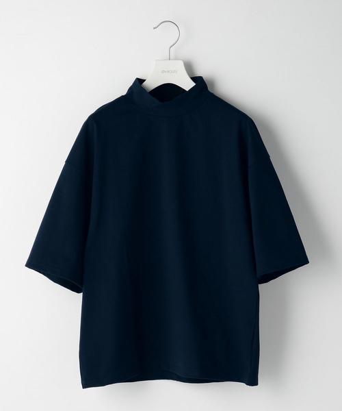 EN ROUTE(アンルート)の「<EN ROUTE>モックネック ルーズフィット ハーフスリーブT(Tシャツ/カットソー・メンズ・ホワイト/ネイビー・1/2/3)」の3枚目の写真