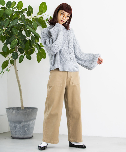 WEGO(ウィゴー)の「WEGO/ロービングハイネックケーブルニット(ニット/セーター・レディース・ダークブラウン/ピンク/アイボリー/杢グレー/ライトベージュ・FREE)」の22枚目の写真