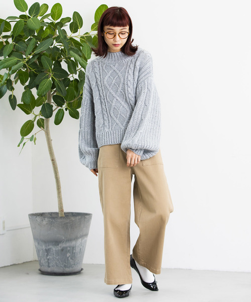 WEGO(ウィゴー)の「WEGO/ロービングハイネックケーブルニット(ニット/セーター・レディース・ダークブラウン/ピンク/アイボリー/杢グレー/ライトベージュ・FREE)」の21枚目の写真