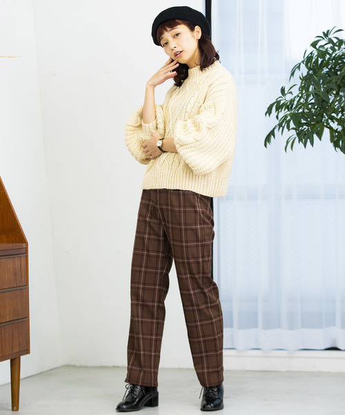 WEGO(ウィゴー)の「WEGO/ロービングハイネックケーブルニット(ニット/セーター・レディース・ダークブラウン/ピンク/アイボリー/杢グレー/ライトベージュ・FREE)」の15枚目の写真