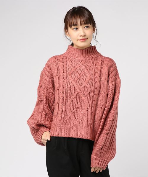 WEGO(ウィゴー)の「WEGO/ロービングハイネックケーブルニット(ニット/セーター・レディース・ダークブラウン/ピンク/アイボリー/杢グレー/ライトベージュ・FREE)」の20枚目の写真