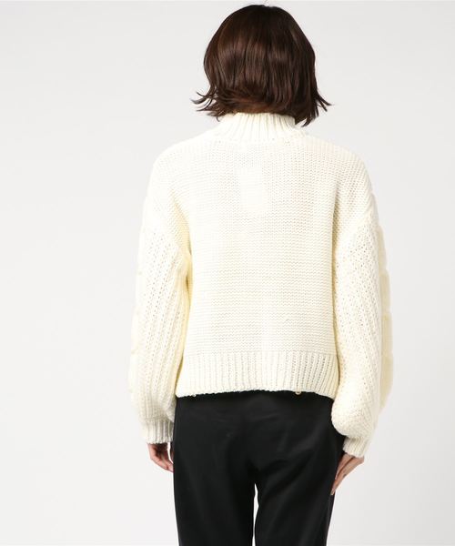 WEGO(ウィゴー)の「WEGO/ロービングハイネックケーブルニット(ニット/セーター・レディース・ダークブラウン/ピンク/アイボリー/杢グレー/ライトベージュ・FREE)」の7枚目の写真