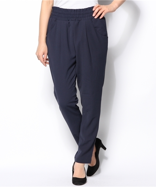 WEGO（ウィゴー）の「WEGO/ハイウエストタックパンツ（その他パンツ・レディース・ブラック/ダークグリーン/ブルー/ネイビー・FREE）」の3枚目の写真