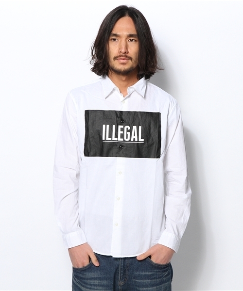 WEGO（ウィゴー）の「WEGO/BOXロゴシャツ（シャツ/ブラウス・メンズ・ホワイト/ブラック・LARGE/MEDIUM）」の2枚目の写真