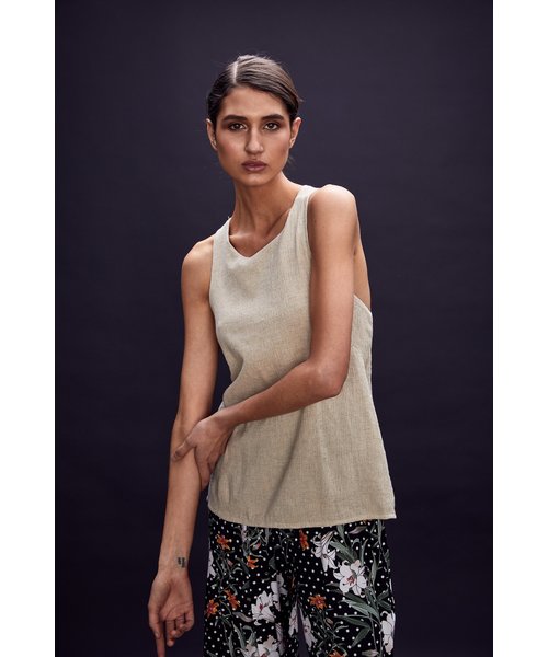 MLM Label(エムエルエムレーベル)の「MLM LABEL エムエルエムレーベル / BAUER CAMISOLE コットンリネンクロスキャミソール アメリカンスリーブ / MLM452C(キャミソール・レディース・ベージュ・S)」の1枚目の写真