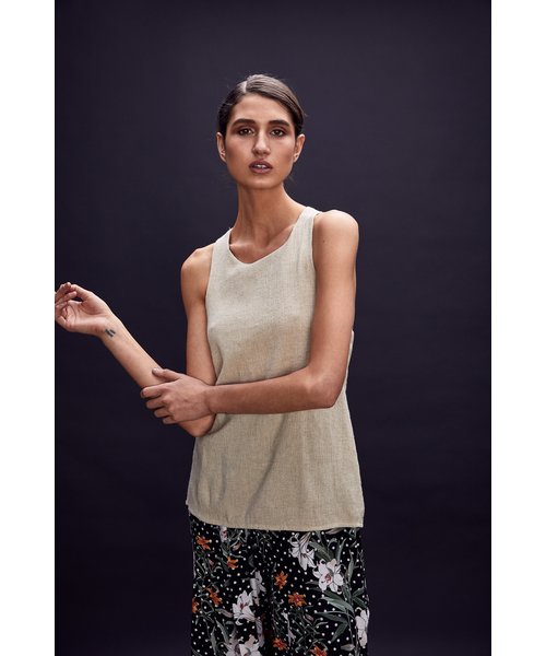 MLM Label(エムエルエムレーベル)の「MLM LABEL エムエルエムレーベル / BAUER CAMISOLE コットンリネンクロスキャミソール アメリカンスリーブ / MLM452C(キャミソール・レディース・ベージュ・S)」の5枚目の写真