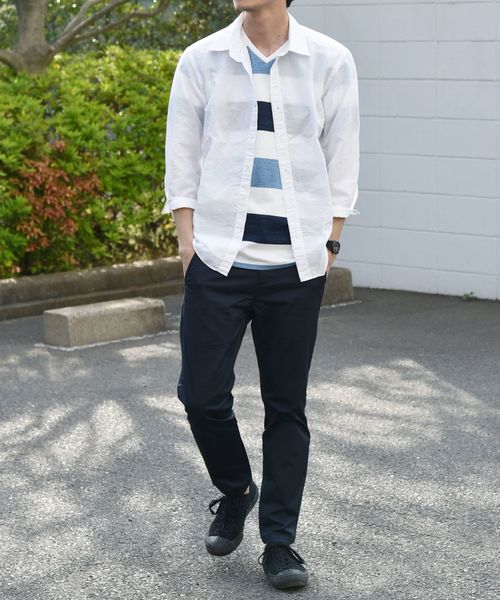 SHIPS(シップス)の「SC: MADE IN JAPAN ワイドボーダー Vネック Tシャツ 19SS(Tシャツ/カットソー・メンズ・チャコールグレー/ライトブルー/ネイビー/ブラウン/レッド/イエロー/コバルトブルー/ダークネイビー・SMALL/MEDIUM/LARGE/X-LARGE)」の11枚目の写真