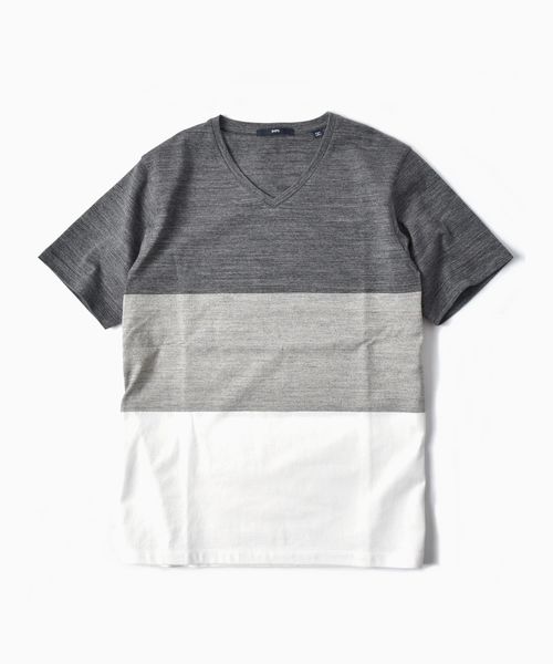 SHIPS(シップス)の「SC: MADE IN JAPAN ワイドボーダー Vネック Tシャツ 19SS(Tシャツ/カットソー・メンズ・チャコールグレー/ライトブルー/ネイビー/ブラウン/レッド/イエロー/コバルトブルー/ダークネイビー・SMALL/MEDIUM/LARGE/X-LARGE)」の14枚目の写真
