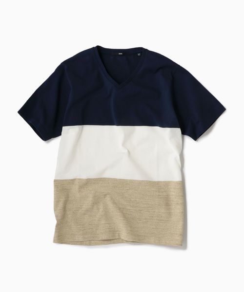 SHIPS(シップス)の「SC: MADE IN JAPAN ワイドボーダー Vネック Tシャツ 19SS(Tシャツ/カットソー・メンズ・チャコールグレー/ライトブルー/ネイビー/ブラウン/レッド/イエロー/コバルトブルー/ダークネイビー・SMALL/MEDIUM/LARGE/X-LARGE)」の15枚目の写真