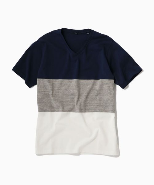 SHIPS(シップス)の「SC: MADE IN JAPAN ワイドボーダー Vネック Tシャツ 19SS(Tシャツ/カットソー・メンズ・チャコールグレー/ライトブルー/ネイビー/ブラウン/レッド/イエロー/コバルトブルー/ダークネイビー・SMALL/MEDIUM/LARGE/X-LARGE)」の20枚目の写真