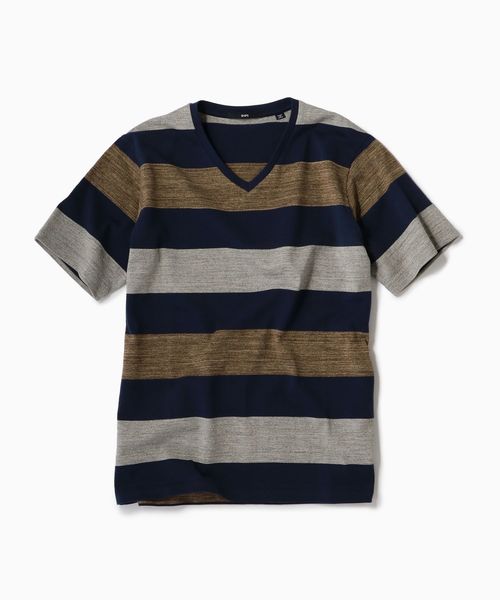SHIPS(シップス)の「SC: MADE IN JAPAN ワイドボーダー Vネック Tシャツ 19SS(Tシャツ/カットソー・メンズ・チャコールグレー/ライトブルー/ネイビー/ブラウン/レッド/イエロー/コバルトブルー/ダークネイビー・SMALL/MEDIUM/LARGE/X-LARGE)」の21枚目の写真