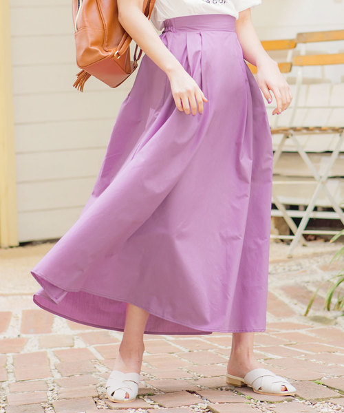 KOBE LETTUCE（コウベレタス）の「タック入りロングフレアスカート（スカート・レディース・ブラック/オフホワイト/イエロー/ブルー/グリーン/ピンク系その他・FREE）」の6枚目の写真