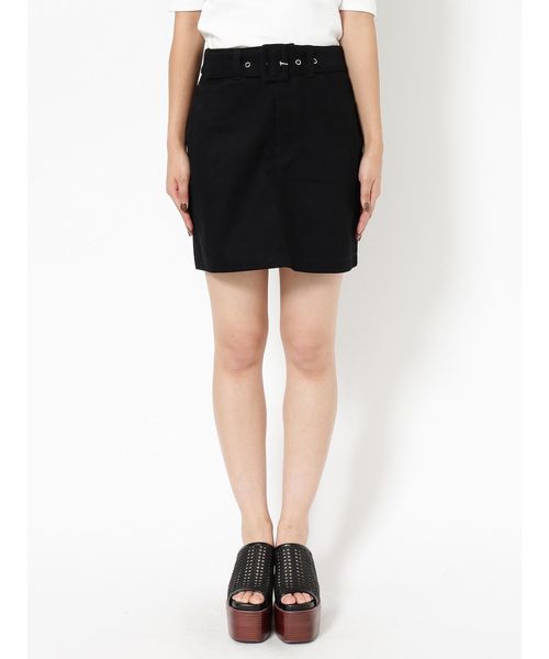 EMODA（エモダ）の「ベルトボックスミニスカート（スカート・レディース・ブラック/ホワイト/キャメル・SMALL/MEDIUM）」の4枚目の写真