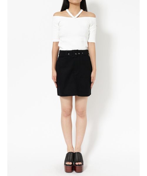 EMODA（エモダ）の「ベルトボックスミニスカート（スカート・レディース・ブラック/ホワイト/キャメル・SMALL/MEDIUM）」の14枚目の写真