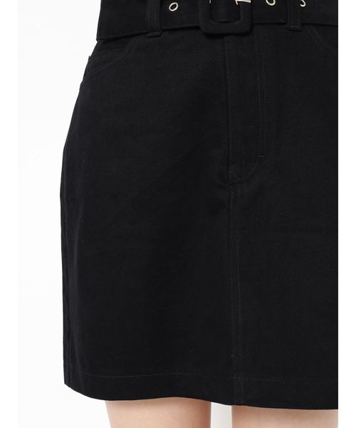 EMODA（エモダ）の「ベルトボックスミニスカート（スカート・レディース・ブラック/ホワイト/キャメル・SMALL/MEDIUM）」の5枚目の写真