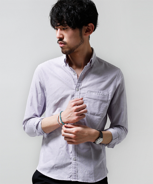 NANO universe(ナノユニバース)の「イージーケアストライプシャツ(シャツ/ブラウス・メンズ・サックスブルー/ブルー/ラベンダー・X-LARGE/MEDIUM/LARGE/SMALL)」の3枚目の写真