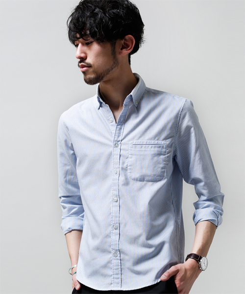 NANO universe(ナノユニバース)の「イージーケアストライプシャツ(シャツ/ブラウス・メンズ・サックスブルー/ブルー/ラベンダー・X-LARGE/MEDIUM/LARGE/SMALL)」の1枚目の写真