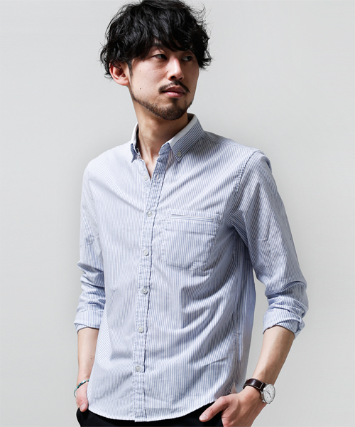 NANO universe(ナノユニバース)の「イージーケアストライプシャツ(シャツ/ブラウス・メンズ・サックスブルー/ブルー/ラベンダー・X-LARGE/MEDIUM/LARGE/SMALL)」の2枚目の写真