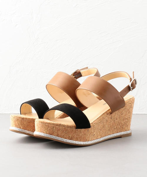 ODETTE E ODILE（オデットエオディール）の「OFC 2ベルトウェッジ サンダル70（サンダル・レディース・その他1/シルバー/ブラック・35/36/37）」の2枚目の写真