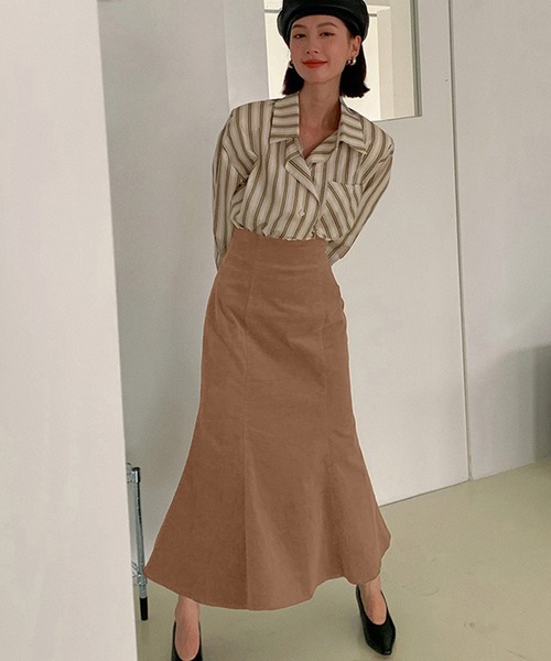 Leja(レジャ)の「【ZOZO限定色登場】マーメイドスカート ロング 足長効果 ハイウエスト(スカート・レディース・ベージュ/ブラック/アイボリー/ブラック×ホワイト/レオパード/ネイビー/ブラウン/マルチ/ドット/ライトブルー/ライトベージュ/ライトブラウン/イエロー/ブルー/グリーン/パープル/ブラック系その他/ダークブラウン系/ベージュ系・FREE/SMALL)」の10枚目の写真