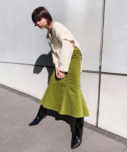 Leja(レジャ)の「【ZOZO限定色登場】マーメイドスカート ロング 足長効果 ハイウエスト(スカート・レディース・ベージュ/ブラック/アイボリー/ブラック×ホワイト/レオパード/ネイビー/ブラウン/マルチ/ドット/ライトブルー/ライトベージュ/ライトブラウン/イエロー/ブルー/グリーン/パープル/ブラック系その他/ダークブラウン系/ベージュ系・FREE/SMALL)」の11枚目の写真