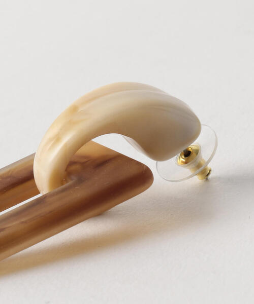 green label relaxing（グリーンレーベルリラクシング）の「CFCスクエアマーブルコンビ ピアス（ピアス（両耳用）・レディース・ブラウン/ダークグリーン・FREE）」の8枚目の写真