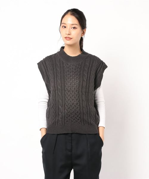 KOBE LETTUCE（コウベレタス）の「バックリボンニットベスト（ベスト・レディース・アッシュグレー/ベージュ/ベージュ系その他・FREE）」の6枚目の写真