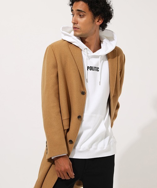 AZUL by moussy（アズールバイマウジー）の「STANDARD CHESTER COAT/スタンダードチェスターコート（チェスターコート・メンズ・ブラック/チャコールグレー/キャメル・SMALL/MEDIUM/LARGE）」の4枚目の写真