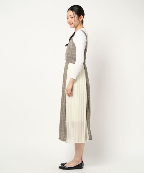 archives（アルシーヴ）の「チェックサイドプリーツキャミワンピース（ワンピース・レディース・ブラウン/グリーン・MEDIUM）」の4枚目の写真