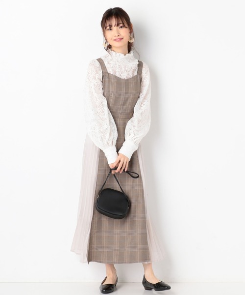 archives（アルシーヴ）の「チェックサイドプリーツキャミワンピース（ワンピース・レディース・ブラウン/グリーン・MEDIUM）」の2枚目の写真