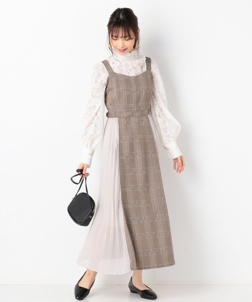 archives（アルシーヴ）の「チェックサイドプリーツキャミワンピース（ワンピース・レディース・ブラウン/グリーン・MEDIUM）」の8枚目の写真