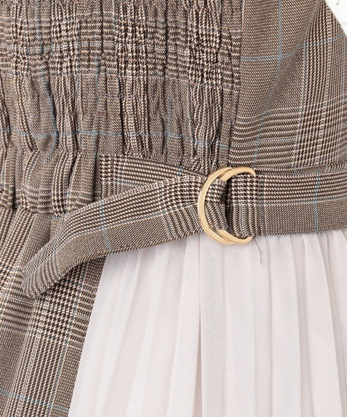 archives（アルシーヴ）の「チェックサイドプリーツキャミワンピース（ワンピース・レディース・ブラウン/グリーン・MEDIUM）」の6枚目の写真