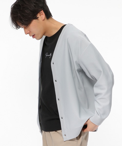 LAKOLE（ラコレ）の「天竺ニットカーディガン / LAKOLE（カーディガン/ボレロ・メンズ・ライトグレー/ブラウン/アイボリー・MEDIUM/LARGE）」の2枚目の写真