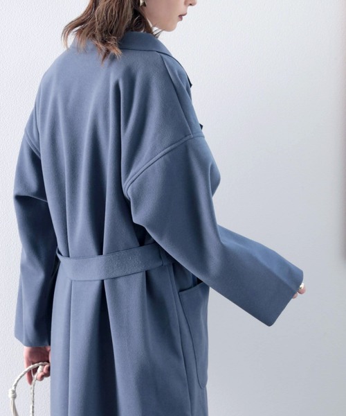 classicalelf(クラシカルエルフ)の「上品さを格上げ。ベルト付テーラードチェスターコート(チェスターコート・レディース・ブラック/ブラウン/グレー/アイボリー/キャメル/ブルー/ベージュ・MEDIUM/LARGE/X-LARGE/SMALL)」の6枚目の写真