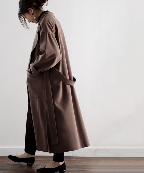 classicalelf(クラシカルエルフ)の「上品さを格上げ。ベルト付テーラードチェスターコート(チェスターコート・レディース・ブラック/ブラウン/グレー/アイボリー/キャメル/ブルー/ベージュ・MEDIUM/LARGE/X-LARGE/SMALL)」の18枚目の写真